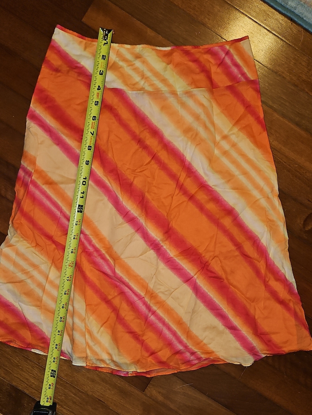 5FOR$30 New York & Company Orange and Pink Diagonal Tie-Dye Midi Skirt